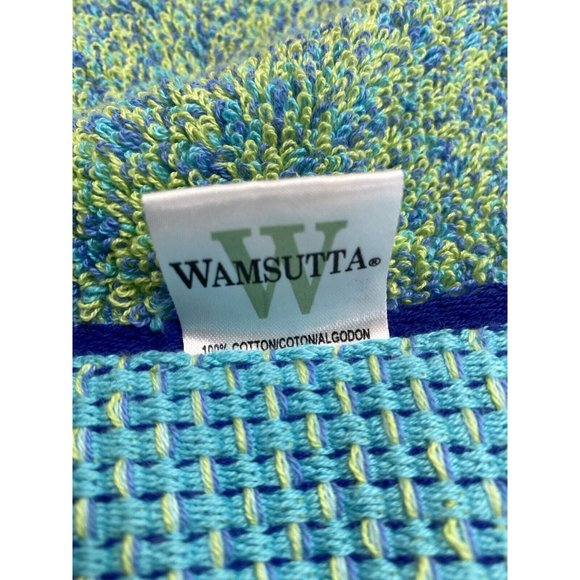 Brand New Wamsutta 100% Cotton Reversible Blue and Green Bathroom Hand Towel - Picture 2 of 7
